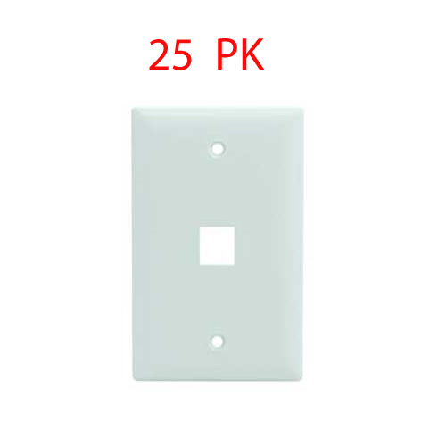 Wavenet 1 Port Wht Flush Wall Plate 25pk