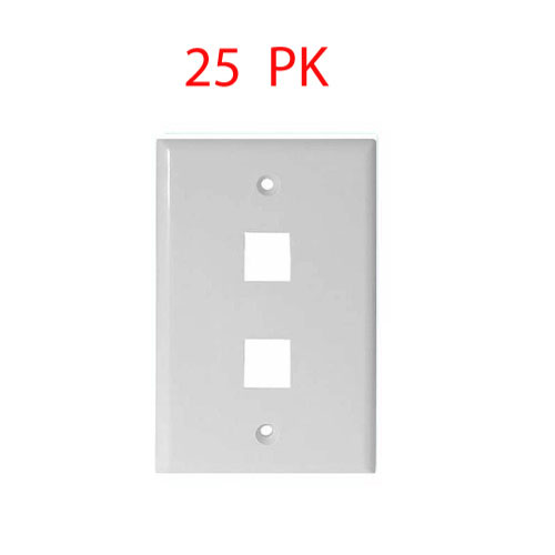 Wavenet 2 Port Wht Flush Wall Plate 25pk