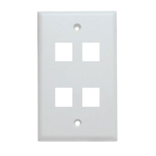 Flush Wall Plate 4 Port White-10 pack