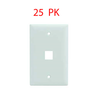 Wavenet 1 Port Wht Flush Wall Plate 25pk